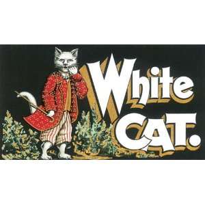  WHITE CAT CRATE LABEL CANVAS REPRODUCTION