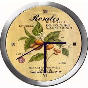  ROSALES 14 Inch Coffee Metal Clock Quartz Movement 