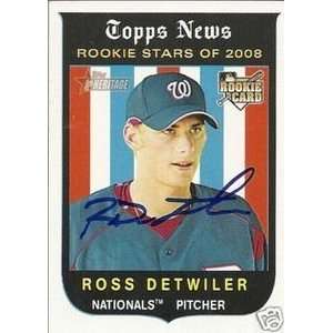  Ross Detwiler Signed Nationals 2008 Topps Heritage Card 