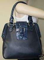 RJC COUTURE NAVY BLUE NEW LEATHER & REAL CROCODILE BAG  
