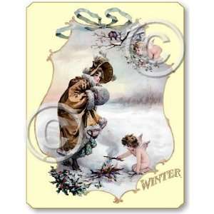  Item 145 Victorian Style Winter Scene Seasons Plaque