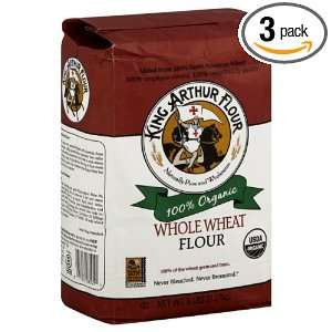 King Arthur Flour Flour Whole Wheat Organic, 5 Pound (Pack of 3 
