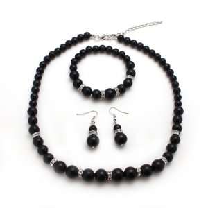  Bleek2sheek Black Glass Pearl Bead Jewelry Set Jewelry
