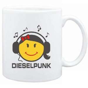  Mug White  Dieselpunk   female smiley  Music Sports 