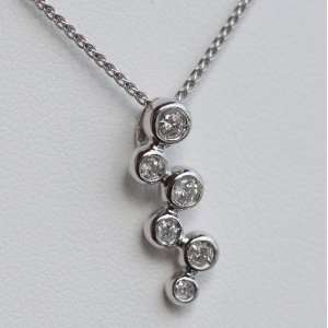   White Gold Journey Pendant with Sparking Diamonds, 16 Chain Jewelry