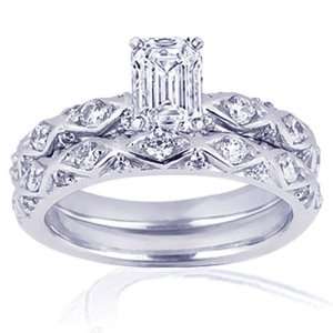  1.60 Ct Emerald Cut Diamond Cris Cross Engagement Wedding 