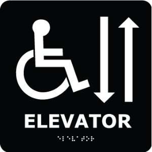 SIGNS ELEVATOR WHITE/BLACK 8X8 BRAILLE