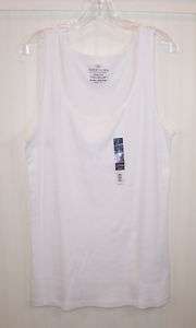 Faded Glory White Ribbed Tank Top Organic Cotton NWT  