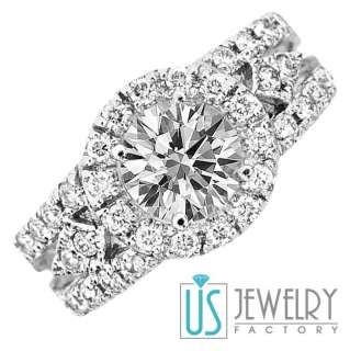   Diamond Engagement Ring Antique Style Split Shank Design 14k White