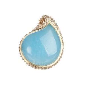 Rivka Friedman Bold Swirl Caribbean Blue Quartzite & CZ Design Ring 