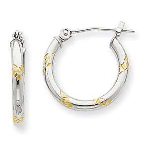  14k Gold White Gold & Rhodium Hoop Earrings Jewelry