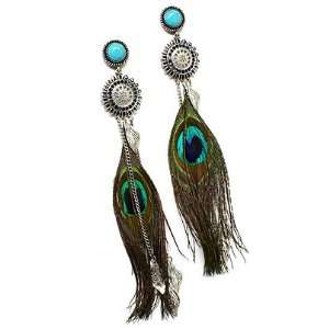  Fashion for You Peacock Feather Dangle Earrings Jewelry