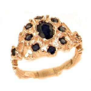 Unusual Solid Rose Gold Natural Sapphire Ring with English Hallmarks 