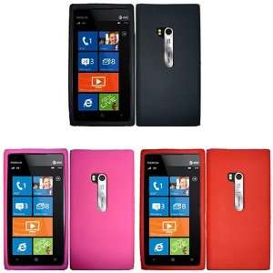  iFase Brand Nokia Lumia 900 Combo Solid Black Silicon Skin 