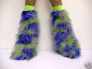 BLUEGREENWHITE CAMO FLUFFIES FLUFFY FURRY BOOT COVERS  