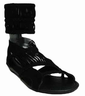 Womens Black Lady Strappy Ankle Zipper Wrap Sandals Roman Gladiator 
