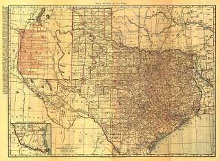 Railroad Rail Train Historic Map Texas 1900  