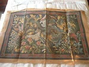 VINTAGE MEDIEVAL THEME DUO CANVAS TAPESTRY  BELGIUM 1970s  