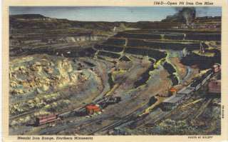 Mesabi Iron Range Open Pit Ore Mine MN Linen Postcard  