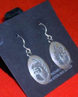Native American Hopi Overlay Kachina Dangle Earrings  