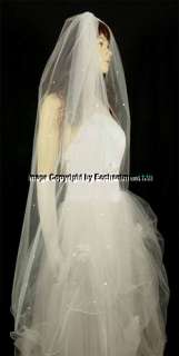 Ivory Bridal Wedding Veil Waltz Rhinestones Pencil, 40  