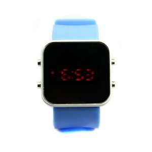  New Mens Silicone Band LED Sports Wrist Watch Blue 