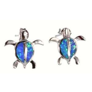    Sterling Silver & Opal Honu Turtle Earrings,  Jewelry
