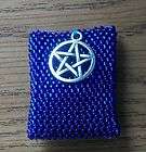 WICCAN BEADED CHARM BAG LUCK LOVE BLUE PENTACLE