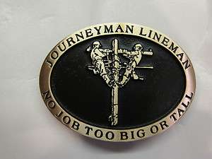   Journeyman Lineman Solid Bronze Belt Buckle Handcrafted Gift IBEW