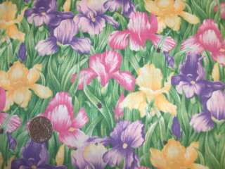 Yellow Pink Iris Green Floral Fabric Valance Curtain  