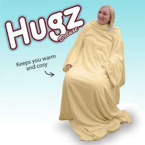 Hugz Deluxe Sweet Vanilla coral soft fleece warming blanket with 