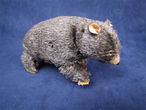 Vintage Fur Covered Tin Wind Up Bear Toy Masudaya Japan  