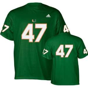  Miami Hurricanes Green adidas #47 Football Jersey T Shirt 