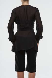New Roberto Cavalli Long Top Blouse Shirt Black Size 46  