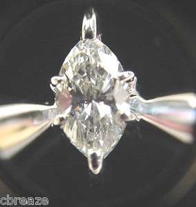 MARQUISE CUT DIAMOND SOLITARE 14K WHITE GOLD ENGAGEMENT RING  