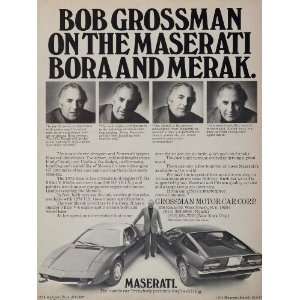 1974 Ad Maserati Merak Bora V8 Automobile Bob Grossman 