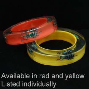 Kolos Lucite Bangle Bracelet Real Insects Inside Yellow  