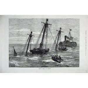  1878 Fine Art Divers Work H.M.S Eurydice Ship Sea Boats 