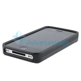 Black Hybrid TPU Bling Diamond Case Cover+AC Home Charger For iPhone 4 