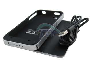 1500mah Juice Battery Case Pack Air for iPhone 4 4S Black with Silver 
