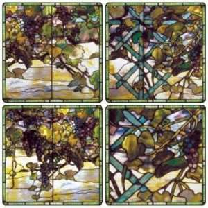  Hindostone Set of Four Tiffany Stained Glass Window 