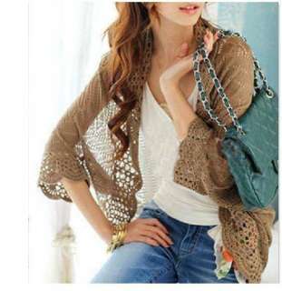 Korea Women Hollow Sweater Shawl Shrug Knitwear Cardigan Knit Coat 