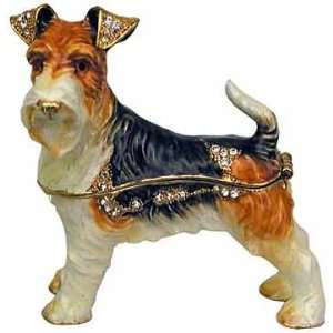  Bejeweled Fox Terrier Trinket Box