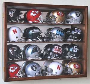 NFL MLB Mini Helmets Display Case Cabinet w/UV mirror  