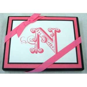  Stationery NOT4128 Pink Initial N Blank Note Cards 