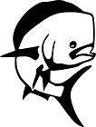 Dolphin / Mahi Mahi logo vinyl decals Sticker 6in tall buy 2 get the 