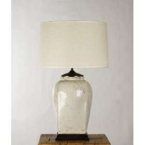  French Country Ceramic Linen Shade Table Lamp