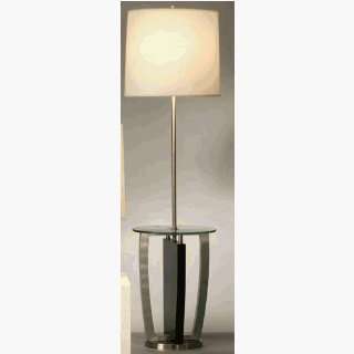  Intersect Aluminum and Wood with Glass Tray Floor Lamp 
