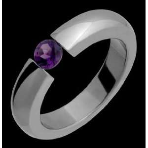  Iqbal   size 8.50 Titanium Ring with Tension Set Amethyst 