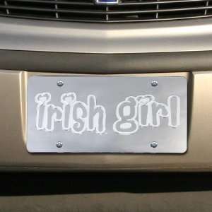   Fighting Irish Silver Mirrored Irish Girl License Plate Automotive